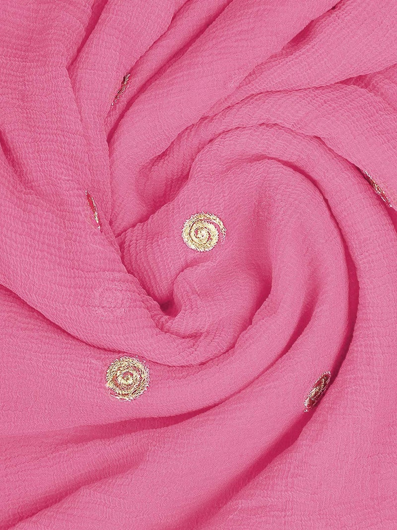 themilestocks Woman's Embroidered Chiffon Dupatta Scarf Shawl Wrap Soft Indian Bridal Wedding - Orchid - Image 3